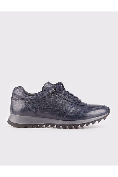 Cabani Genuine Leather Navy Blue Lace-Up Men's Casual Shoes