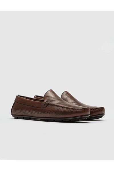 Cabani Genuine Leather Brown Men's Casual Loafer Shoes