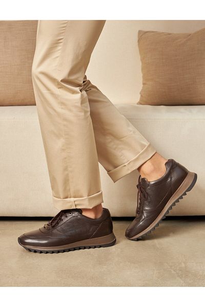 Cabani Men's Casual Shoes - Genuine Leather, Brown, Lace-up
