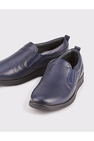Cabani Hakiki Deri Lacivert Erkek Günlük Ayakkabı
