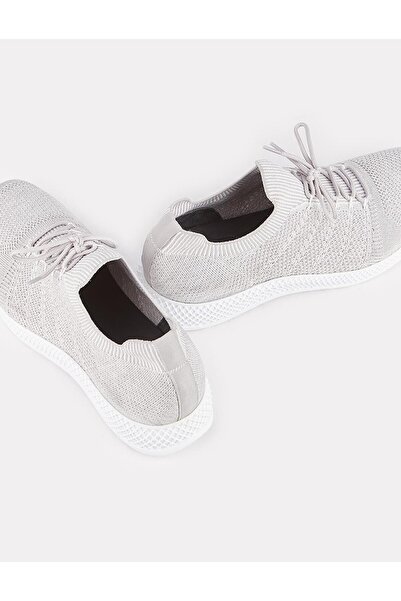 Cabani Detaylı Triko Gri Bağcıklı Erkek Spor Ayakkabı