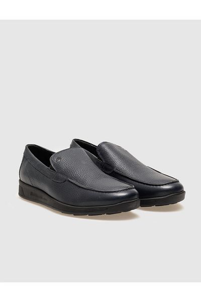 Cabani Navy Blue Genuine Leather Men's Casual Shoes