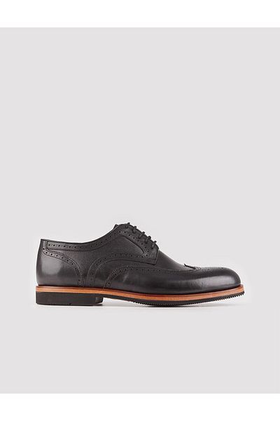 Cabani Genuine Leather Black Lace-Up Men's Classic Shoes