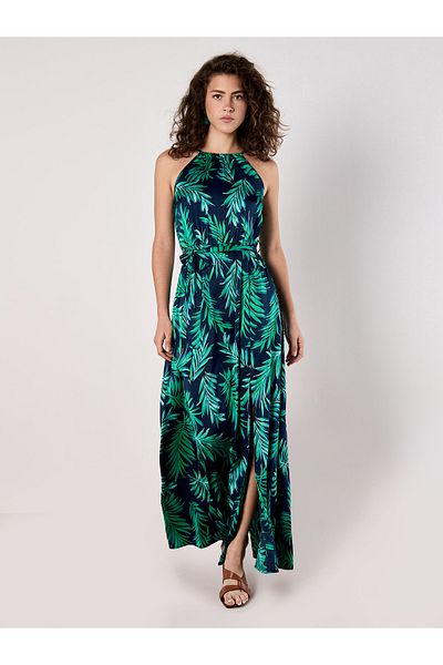 Apricot Maxikleid Mit Blattseil