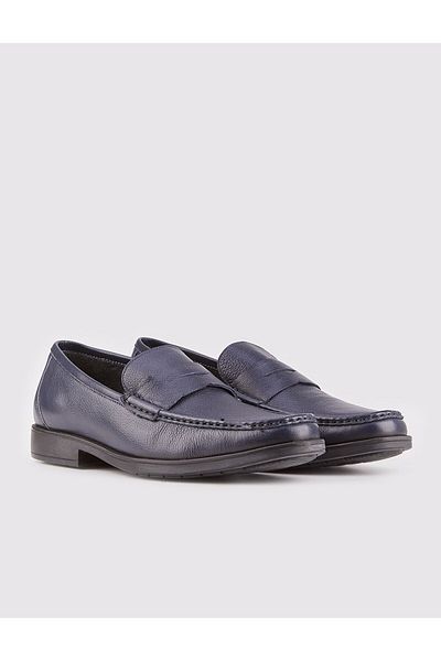 Cabani Genuine Leather Navy Blue Winter Men's Casual Shoes
