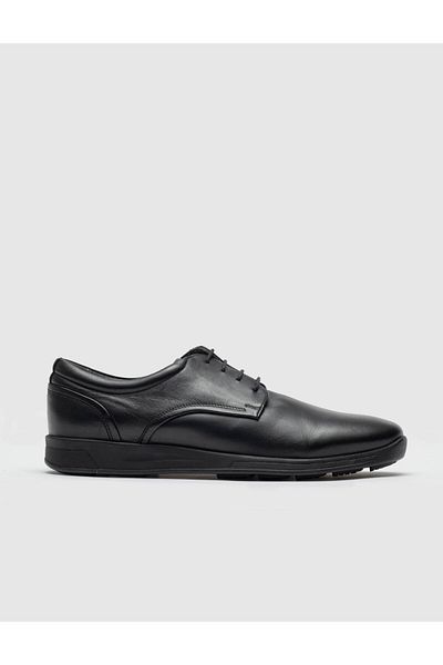 Cabani Genuine Leather Black Lace-Up Men's Casual Shoes
