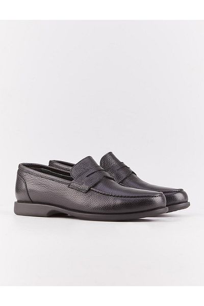 Cabani Men's Casual Shoes - Genuine Leather, Black, Belt Accessory
