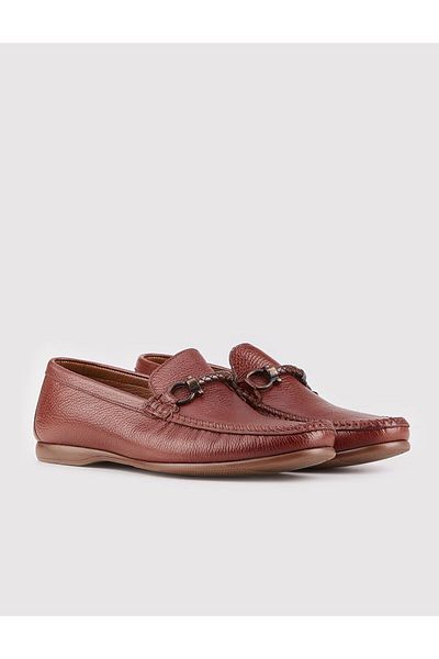 Cabani Genuine Leather Tan Men's Loafer Shoes with Buckle Accessories