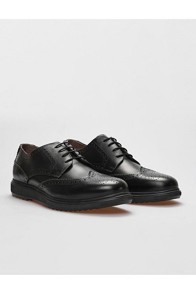 Cabani Genuine Leather Black Lace-Up Men's Casual Shoes