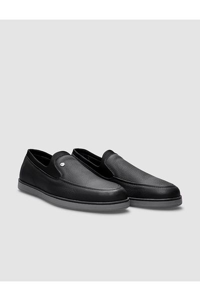 Cabani Black Genuine Leather Men's Casual Shoes