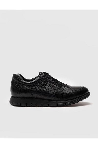 Cabani Genuine Leather Black Lace-Up Men's Casual Shoes