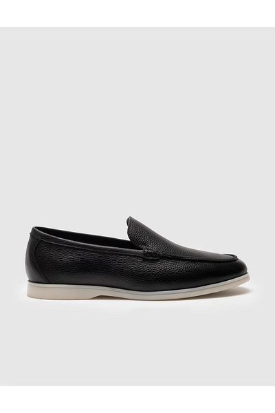 Cabani Black Genuine Leather Men's Casual Shoes