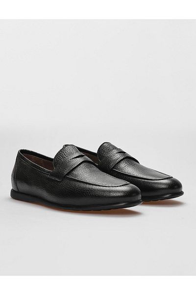 Cabani Black Genuine Leather Men's Casual Shoes