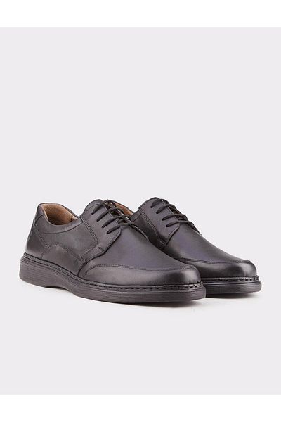 Cabani Men's Genuine Leather Black Casual Lace-up Shoes
