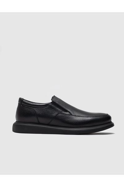 Cabani Black Genuine Leather Men's Casual Shoes