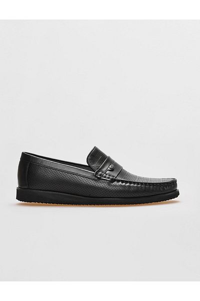 Cabani Genuine Leather Black Belt Detailed Men's Casual Shoes