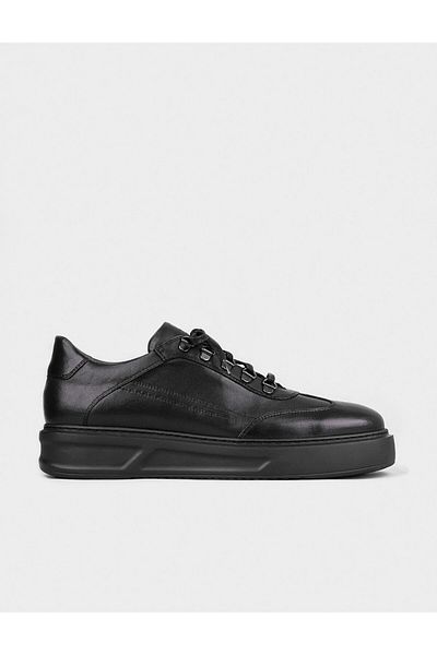 Cabani Leather Lined Genuine Leather Black Lace-Up Men's Sports Shoes