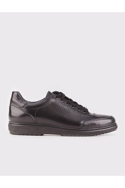 Cabani Genuine Leather Black Lace-Up Men's Casual Shoes