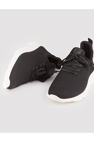 Cabani Πλεκτά Μαύρα Δαντέλα Λευκή Σόλα Ανδρικά Αθλητικά Παπούτσια