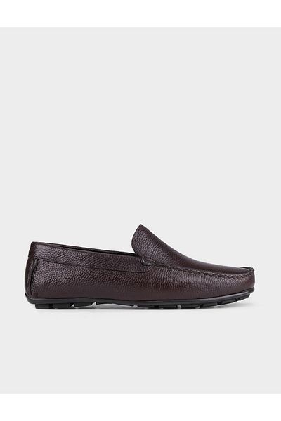 Cabani Genuine Leather Brown Men's Loafer with Rubber Sole