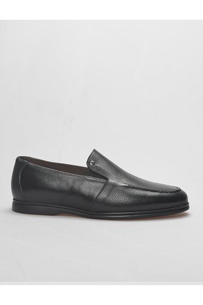 Cabani Black Genuine Leather Men's Casual Shoes