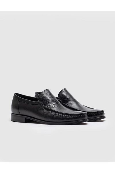 Cabani Black Genuine Leather Men's Casual Shoes