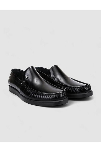 Cabani 100% Genuine Leather Black Opening Men's Casual Shoes