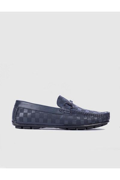 Cabani Genuine Leather Navy Blue Men's Loafer
