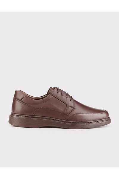 Cabani Men's Genuine Leather Lace-up Brown Casual Shoes