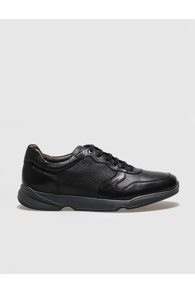 Cabani Genuine Leather Black Lace-Up Men's Sports Shoes