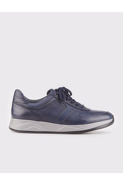 Cabani Genuine Leather Navy Blue Lace-Up Specially Designed Men's Sports Shoes
