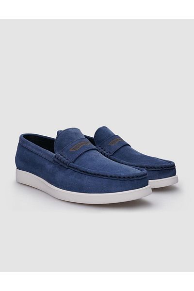 Cabani Pantofi casual pentru bărbați - 100% piele naturală, piele de căprioară albastră