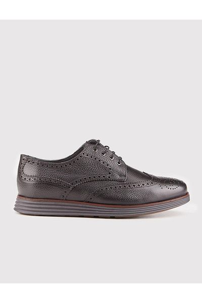 Cabani Genuine Leather Eva Sole Black Lace-Up Men's Casual Shoes