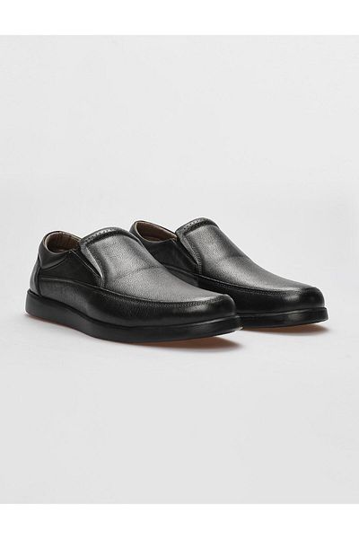 Cabani Black Genuine Leather Men's Casual Shoes