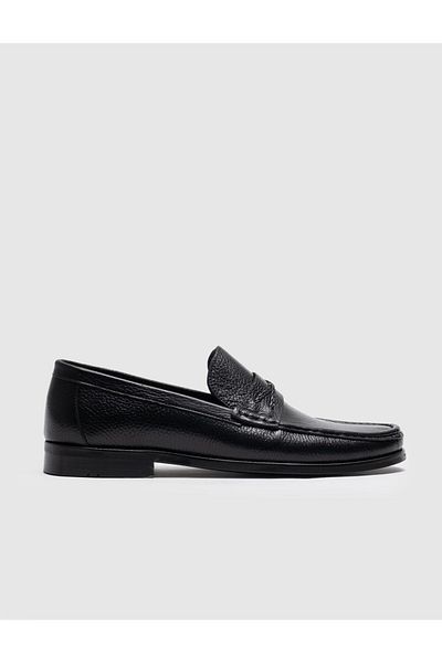 Cabani Black Genuine Leather Men's Casual Shoes