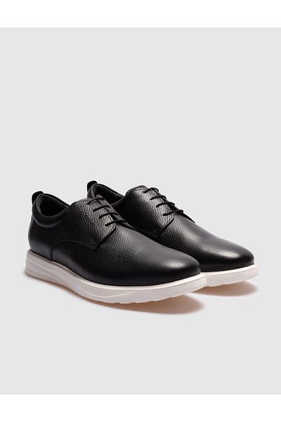 Cabani Genuine Leather Black Lace-Up Men's Casual Shoes
