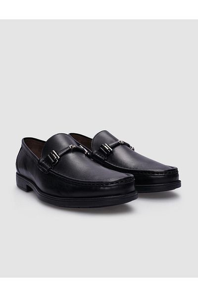 Cabani Black Genuine Leather Men's Casual Shoes