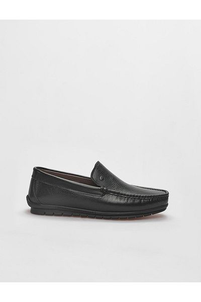 Cabani Black Genuine Leather Men's Loafer