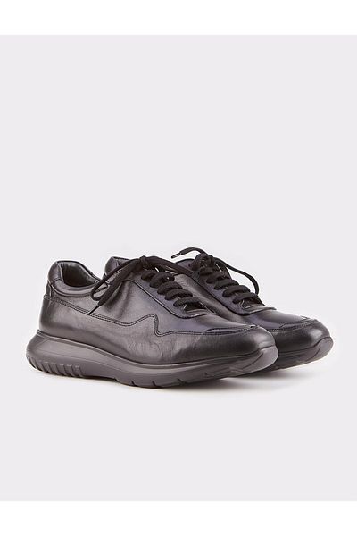 Cabani Eva Sole Genuine Leather Black Lace-Up Men's Sports Shoes