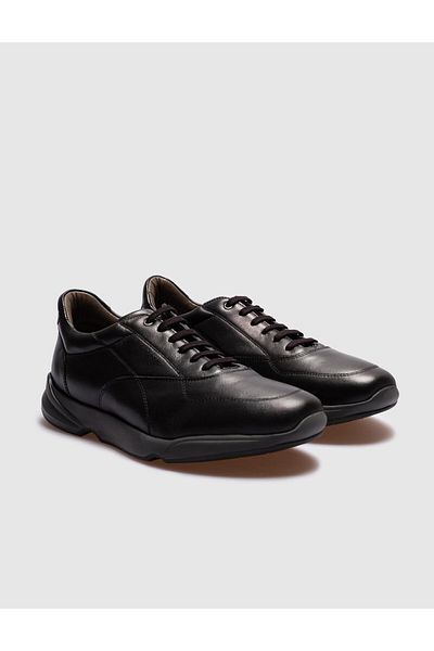 Cabani Genuine Leather Black Lace-Up Men's Casual Shoes