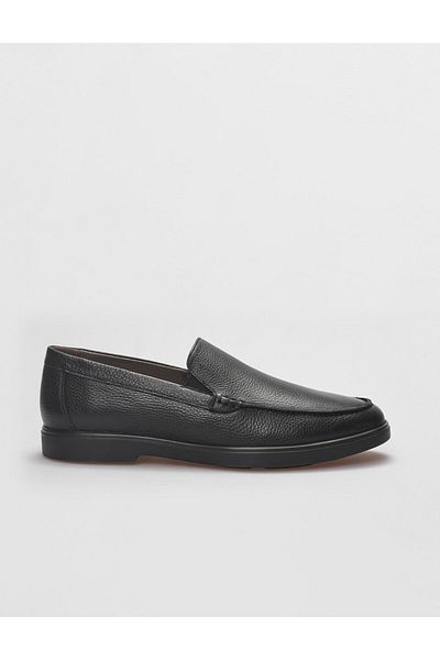 Cabani Black Genuine Leather Men's Casual Shoes
