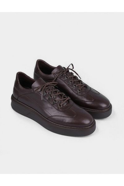 Cabani Seasonal Genuine Leather Brown Lace-Up Men's Sports Shoes
