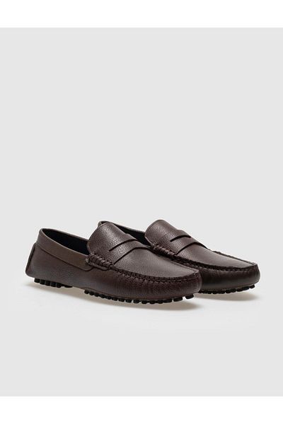 Cabani Genuine Leather Brown Belted Men's Loafer