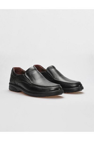 Cabani Black Genuine Leather Men's Casual Shoes