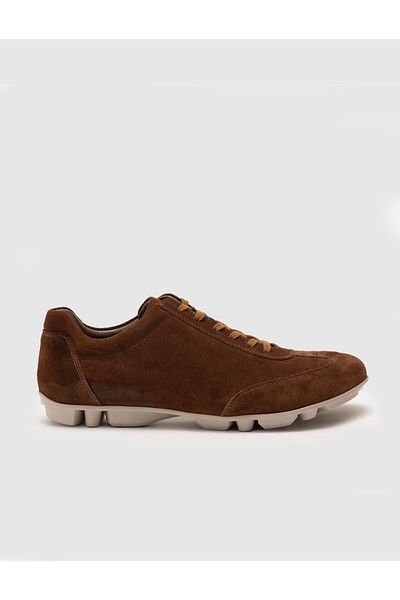 Cabani Genuine Leather Tan Suede Lace-up Men's Casual Shoes