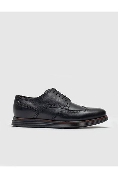 Cabani Genuine Leather Black Lace-Up Men's Casual Shoes