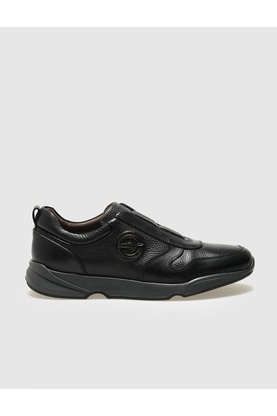 Cabani Black Genuine Leather Men's Sports Shoes