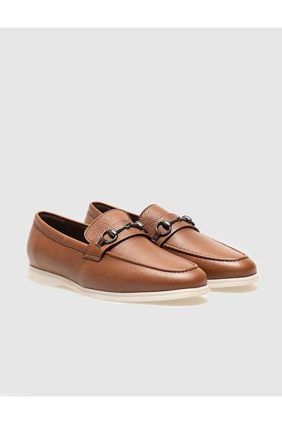 Cabani Genuine Leather Tan Buckle Men's Loafer