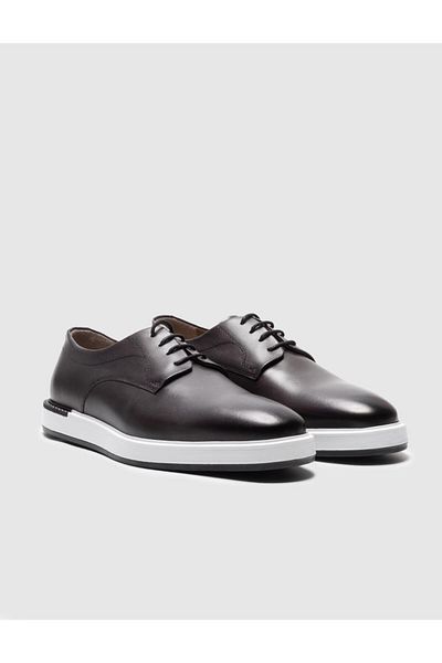 Cabani Genuine Leather Gray Lace-Up Men's Casual Shoes