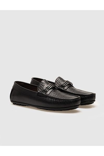 Cabani Genuine Leather Detailed Black Men's Loafer